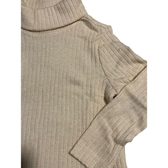Old Navy Turtleneck Shirt Girls 2T Cream Glitter Ribbed Long Sleeve Soft Warm - Picture 3 of 8